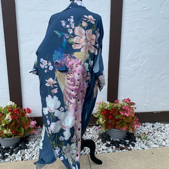 New Gorgeous Bohemian Floral Print Kimono Duster - Picture 13 of 16